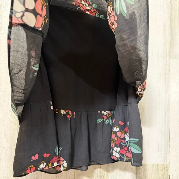 LOFT Black Floral Tiered Midi Skirt - Picture 4 of 10